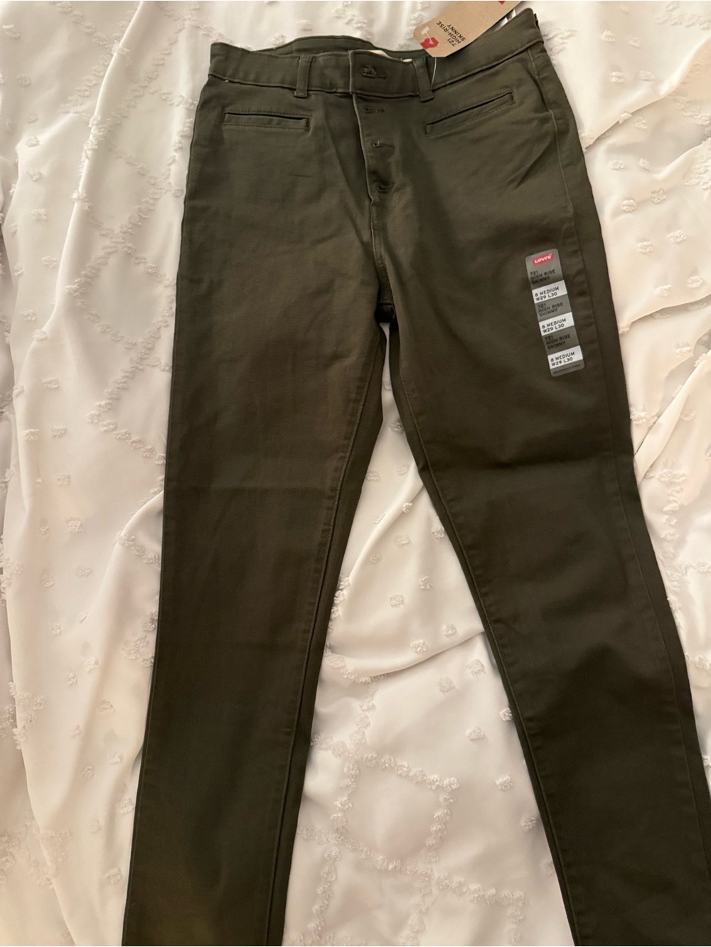 Levi’s 721 High Rise Skinny Jeans Olive Green W29 L30 NWT